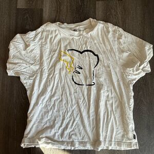 Uniqlo White Tee with Black and Yellow Design